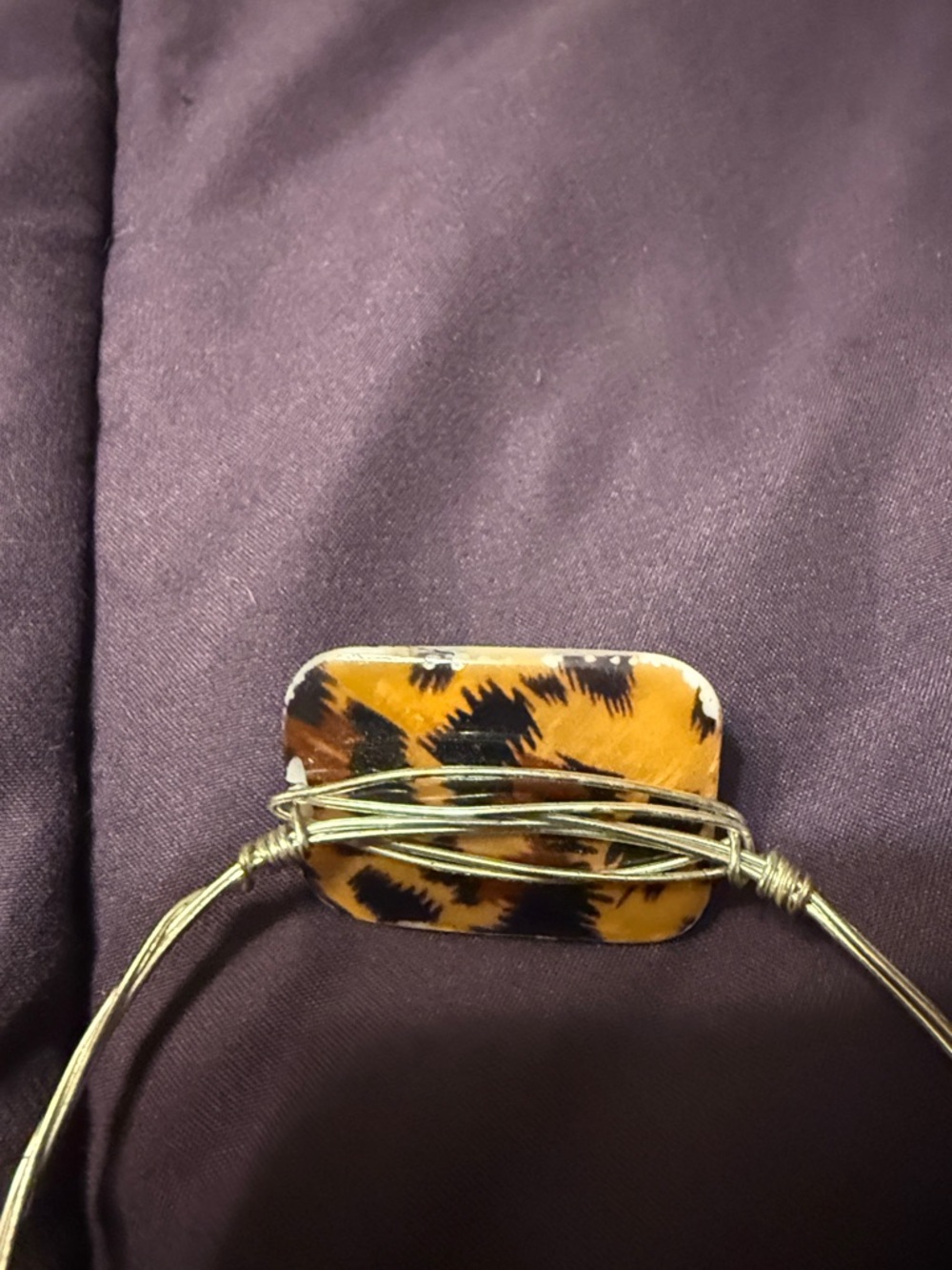 Set of Two Statement Bangle Bracelets - Leopard & Clear Crystal - Picture 2 of 6
